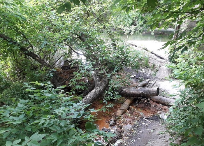 На снимке: место аварии до вмешательства Минэкологии Экоинспекторы проконтролировали устранение коммунальной аварии в Пушкино.